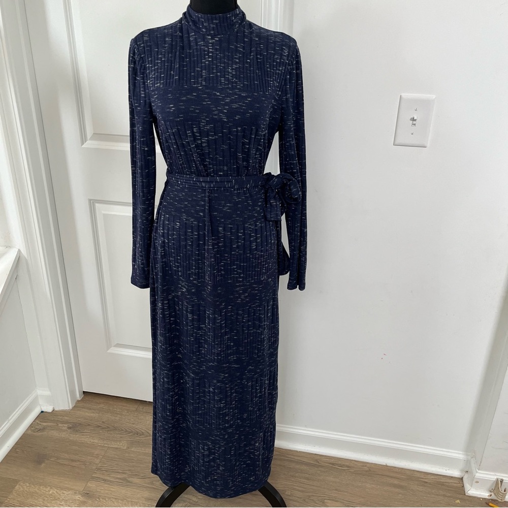 Maggy London Sweater Knit Mock Neck Long Sleeve Maxi Dress Sz 8